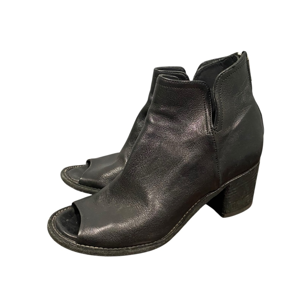 Officine Creative Black Leather Open Toe Back Zipper & Cut-out Heeled Booties 36